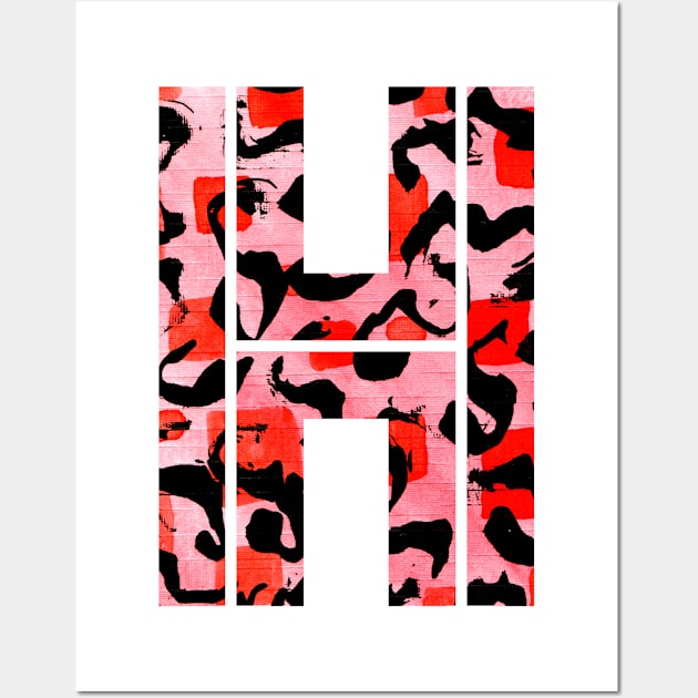 Abstract Letter H Watercolour Leopard Print Alphabet Red Wall Art by Squeeb Creative